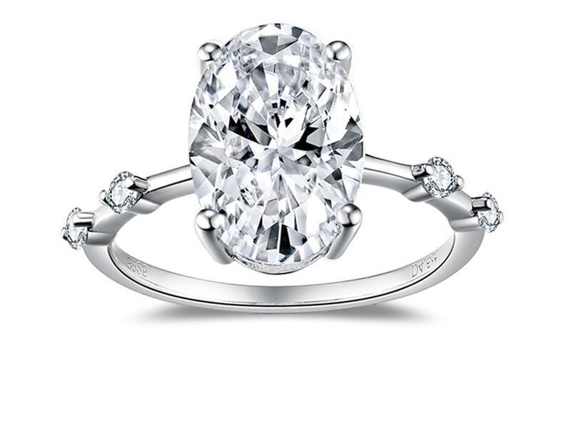 Classic oval 4.5 carat 8 * 12mm moissanit S925 silver plated 18k gold ring for women