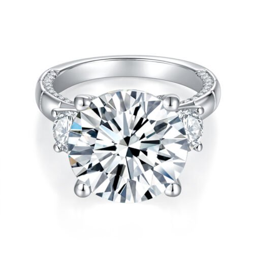 Round 8-carat all moissanite gold and silver plated ring