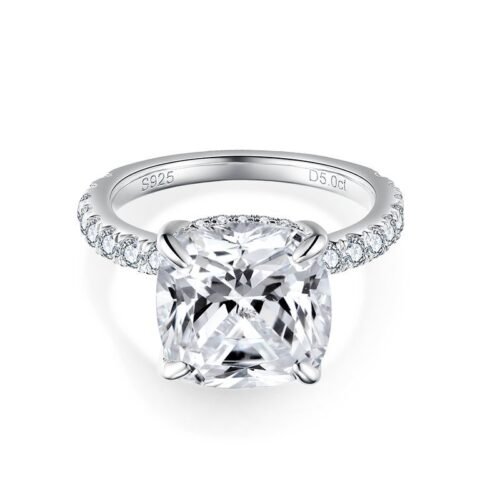 O1CN01IVllaY1g2WTp5UgSO_!!3896764084-0-cib 5-carat pillow shaped moissanite diamond ring for women, luxurious large carat S925 silver plated 18k gold ring