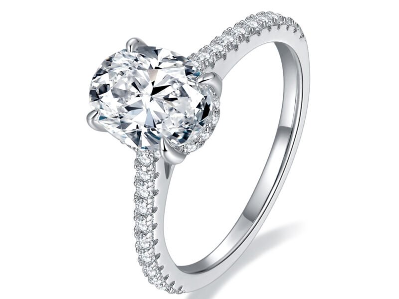 2-carat oval moissani 925 silver gold-plated egg shaped ring