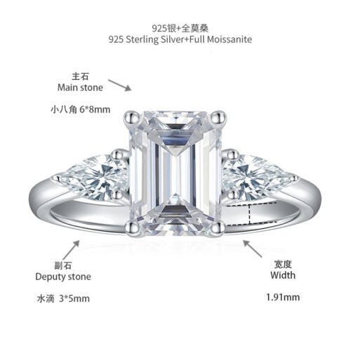 O1CN01dHUluo1g2WQn9YtCB_!!3896764084-0-cib Emerald shaped 6 * 8mm all moissanite silver plated 18k gold ring