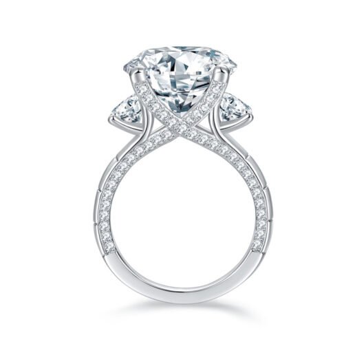 Round 8-carat all moissanite gold and silver plated ring