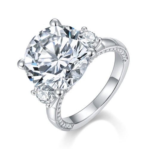 Round 8-carat all moissanite gold and silver plated ring