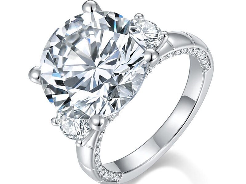 Round 8-carat all moissanite gold and silver plated ring