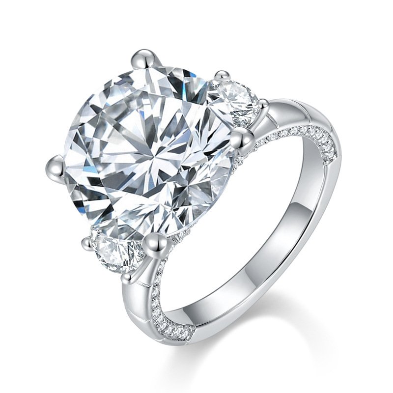 Round 8-carat all moissanite gold and silver plated ring