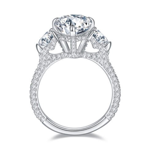 Pear shaped all moissanite ring ins style 925 silver ring