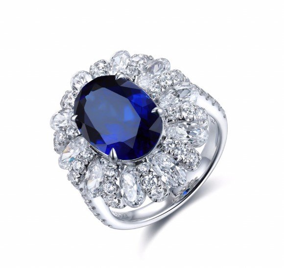 Zambia artificially cultivated 5-carat emerald ring silver plated 18K gold synthetic colorful treasure women's ring