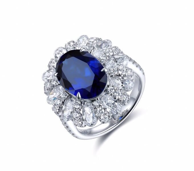 Zambia artificially cultivated 5-carat emerald ring silver plated 18K gold synthetic colorful treasure women's ring