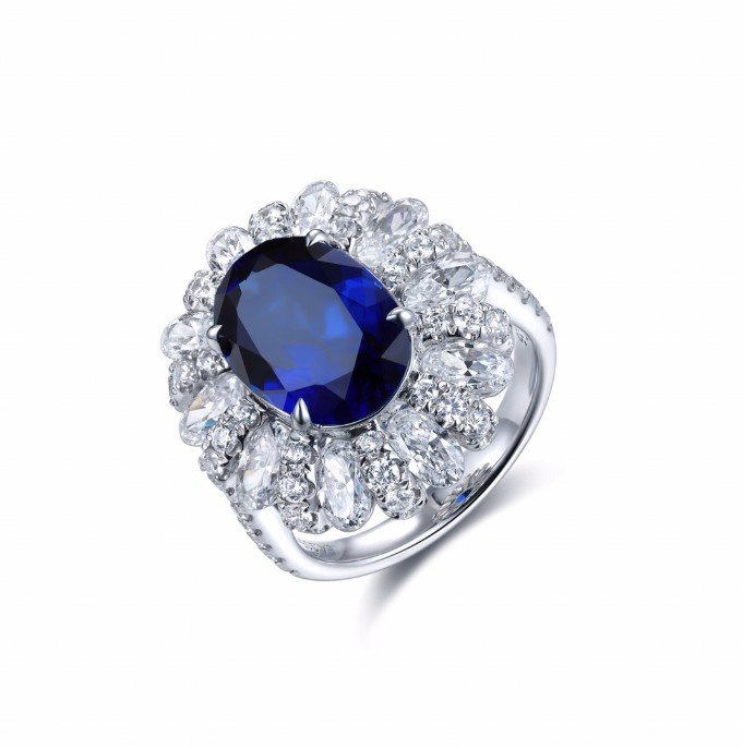 Zambia artificially cultivated 5-carat emerald ring silver plated 18K gold synthetic colorful treasure women's ring