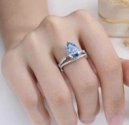 Waterdrop Blue Diamond Ring