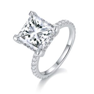 Round 8-carat all moissanite gold and silver plated ring