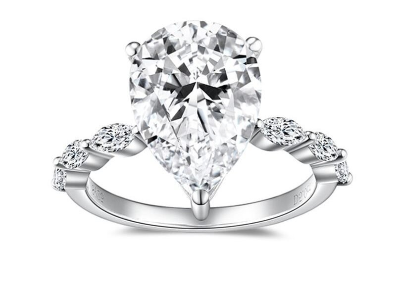 Classic Water Drop Marquise 9*13mm Moissanite S925 Silver Plated 18k Gold Ring