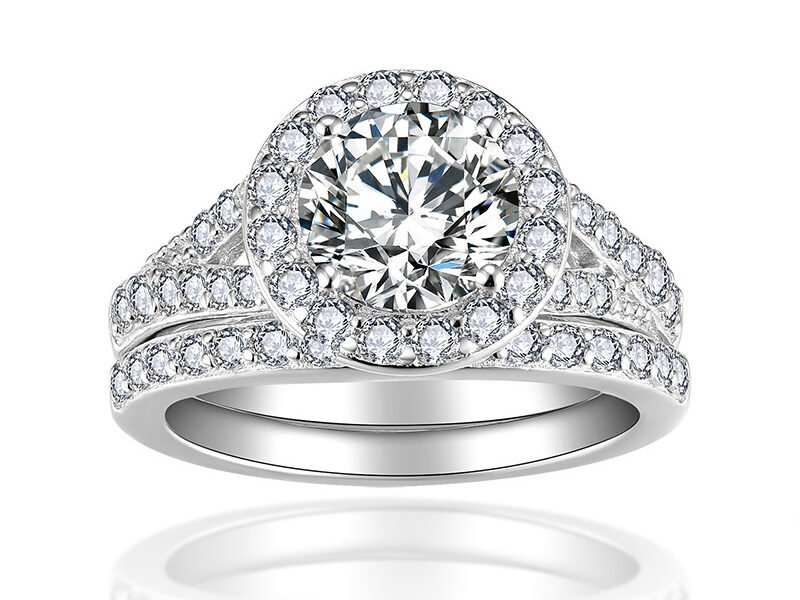 Classic Twisted Wall Round Bag 7.5mm Moissanite 1.5carat Stacked Ring S925 Silver Plated 18k Gold Ring for Wome