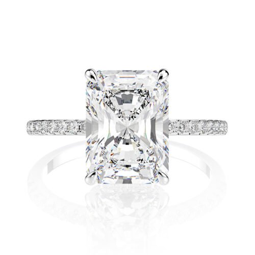 Hot selling 4-carat 8 * 10 Radiant 925 silver moissanite ring
