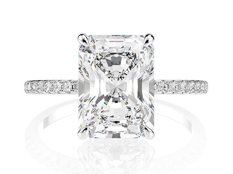 Hot selling 4-carat 8 * 10 Radiant 925 silver moissanite ring
