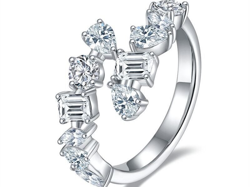 Alien Moissanite Grandmother Green Water Drop Circular Ring S925 Silver Plated 18k Gold Ring