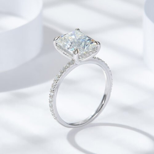 Hot selling 4-carat 8 * 10 Radiant 925 silver moissanite ring