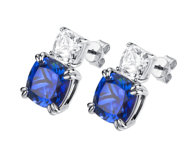 Vintage pillow shaped 10 * 10mm cultivated sapphire ruby earrings for women S925 silver