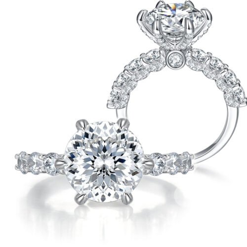 11mm 5-carat firework-cut full moissanite luxuriously set ring