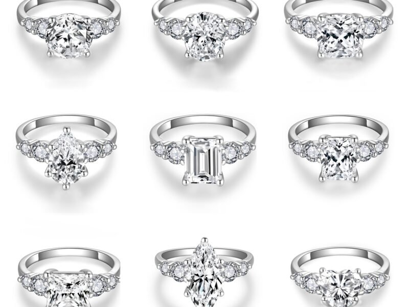 3-carat moissanite proposal ring with niche design S925 silver plated 18k gold engagement for ladies