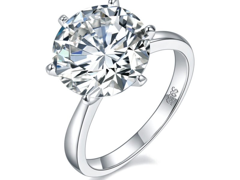 8-carat round 13.0mm moissanite classic and minimalist six-prong ring