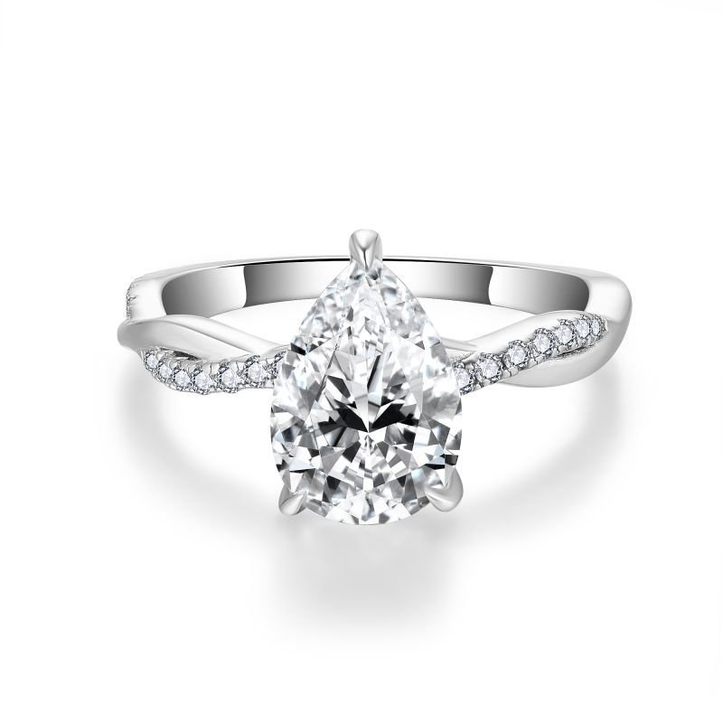 New Water Drop 7 * 10mm2 Carat Full Moissanite Ring, Engagement Ring, Women's Overlapping Wear