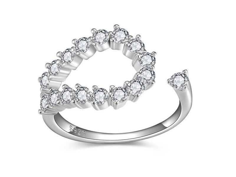 D-color moissanite lined silver plated 18k gold women's open ring