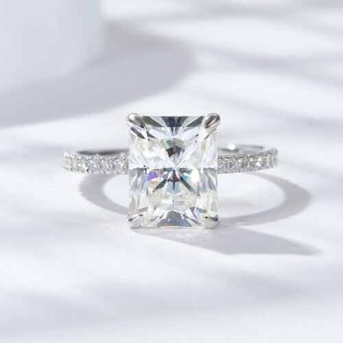Hot selling 4-carat 8 * 10 Radiant 925 silver moissanite ring