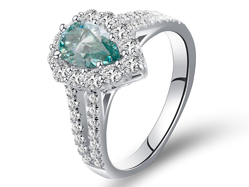 Horus Lake Blue Water Drop Pear-shaped 5*8mm Full Moissanite Silver Plated 18k Gold Ring