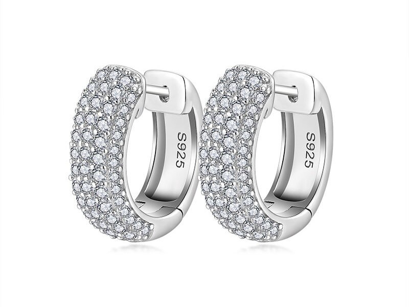 Deluxe Double Row Earrings S925 Pure Silver Earnail Moissanite Earrings for Men and Women
