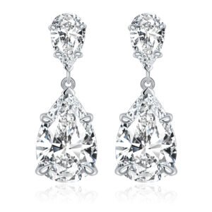 下载 7 * 9mm pear shaped all moissanite S925 silver plated 18k gold ear hook