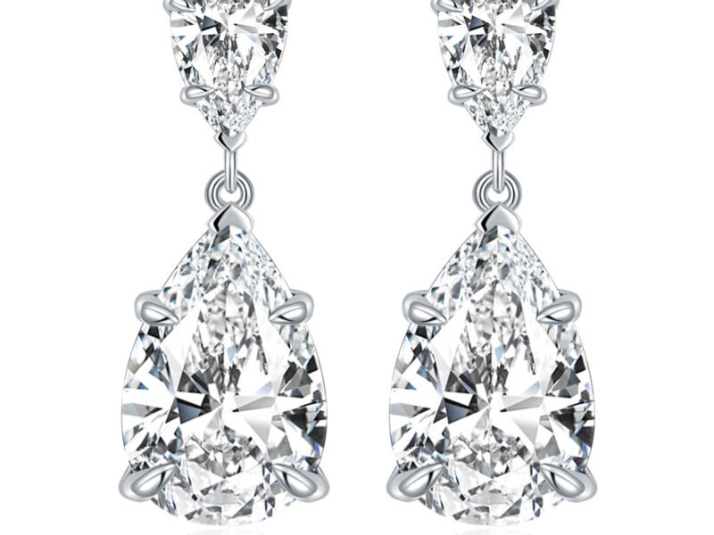 Hot selling 7 * 11mm pear shaped all moissanite S925 silver plated 18k gold earrings