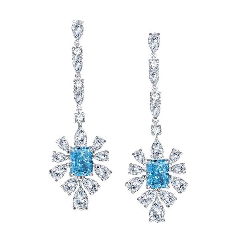 SKU_01_帕拉伊巴 Rectangular Champaiba Earrings with Streamers, High-End Carbon Diamond, 7*9mm