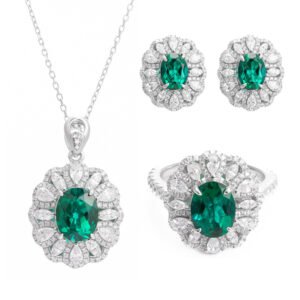 2-carat pigeon blood red grown ruby oval ring set