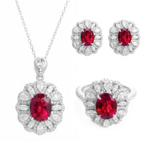 S925 silver cultivated ruby sapphire ring, light luxury, high-end oval egg shaped