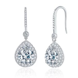 主图_01 7 * 9mm pear shaped all moissanite S925 silver plated 18k gold ear hook