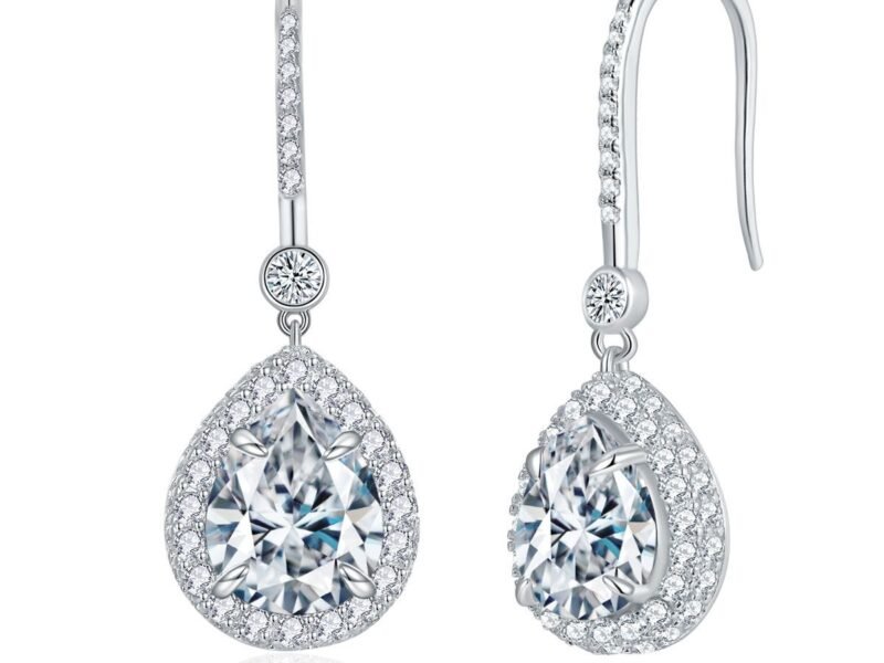 7 * 9mm pear shaped all moissanite S925 silver plated 18k gold ear hook