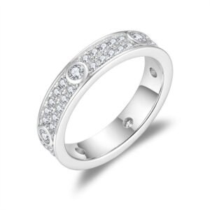 Full diamond round 10.0mm 4-carat all moissanite silver gold-plated ring