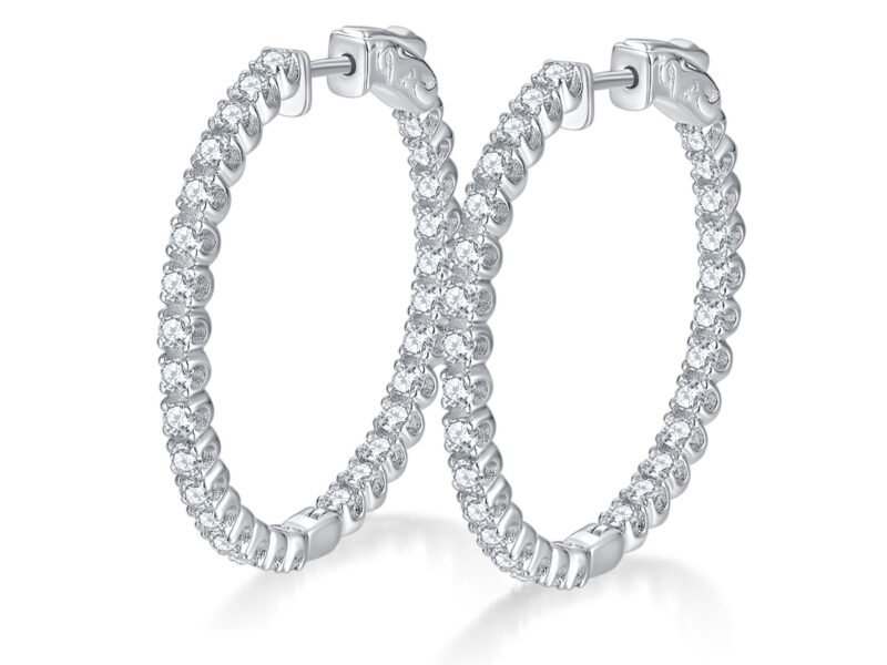 Circle earrings S925 pure silver earrings for women's high-end sense, Mozambique diamond earrings