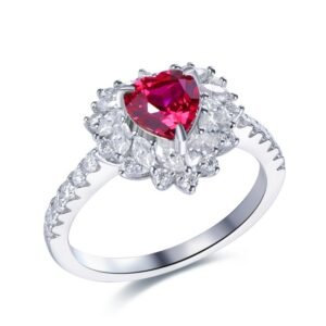 2-carat pigeon blood red grown ruby oval ring set