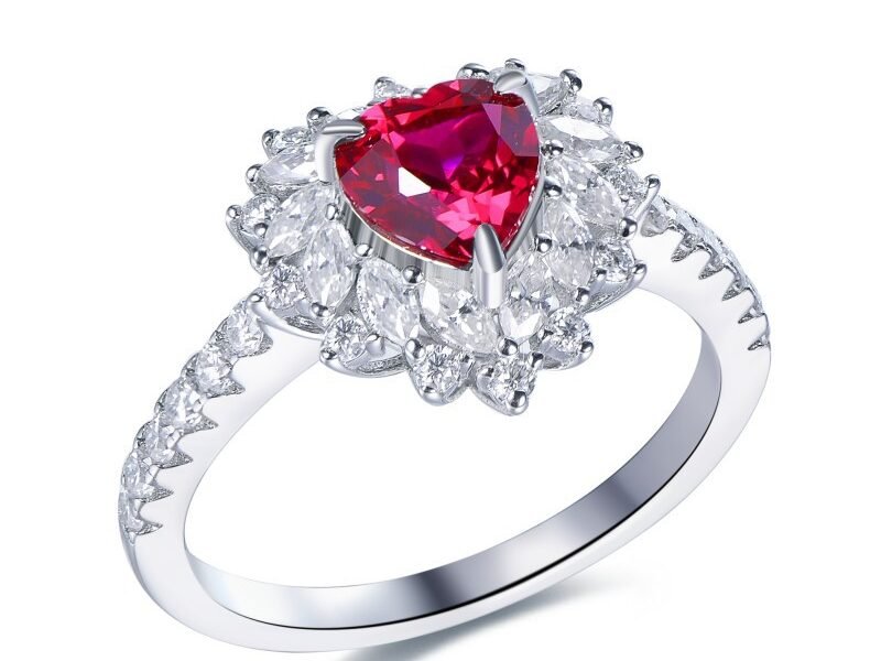 Hot selling 925 pure silver pigeon blood ruby love ring for women, 6 * 6mm ring