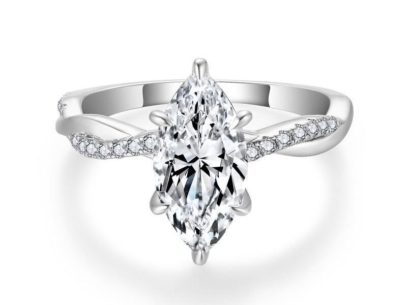 6*12mm² Carat Full Moissanite Engagement Ring for Women Wedding Matching Rings