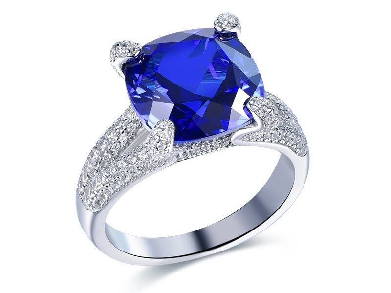 主图_05 New product cultivation: Sapphire pillow shaped 8-carat large ring S925 silver plated 18K gold