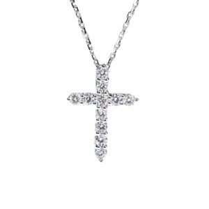 Cross 2.8mm round moissanite necklace