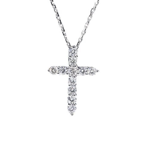 Cross 2.8mm round moissanite necklace